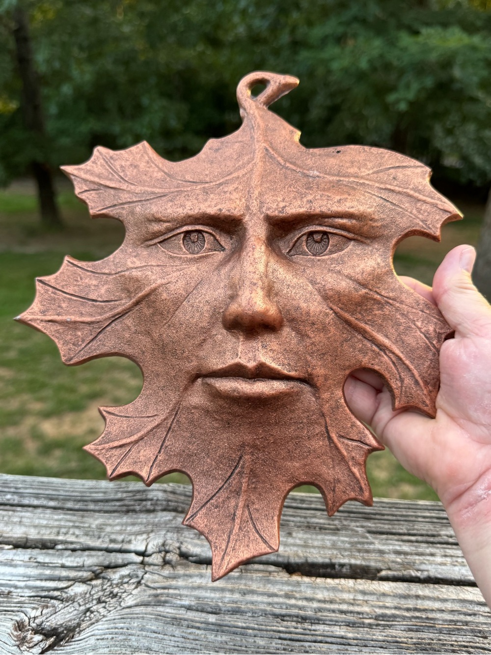 CARSON 1996 SPIRIT OF THE FOREST OAK LEAF MAN FACE METAL COPPER COLOR WALL  ART